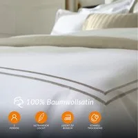 Pure cottom Bettwäsche Baumwoll-Satin Bettwäsche taupe/weiß, Baumwoll-Satin, verschiedene Größen
