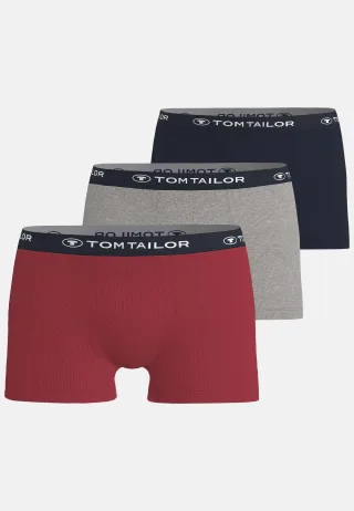 TOM TAILOR BODYWEAR - TOM TAILOR Herren Pants 3er Pack rot-mittel-uni - Gr. - L