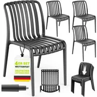 tillvex Gartenstuhl Gartenstühle Set Stapelbar Wetterfest Kunststoff mit/ohne Armlehne (Outdoor Stühle bis 120kg Terrassenstuhl Gartenmöbel Balkon Garten Terrasse, 4 St), 120kg