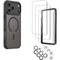 Futurea Smartphone-Hülle Phone 17 Hülle Schwarz MagSafe Case Frosted-Black mit Schutzfolie, Panzerglas und Kameraschutzglas für Apple iPhone 17 Air Pro Max