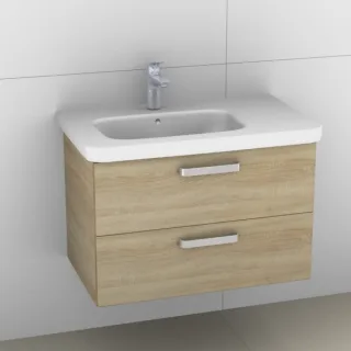 Artiqua 411 Waschtischunterschrank für DuraStyle 232580 Becken links Castello Eiche quer NB, 411-WU2 411-WU2L-D42-7136-426