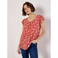 Apricot T-Shirt Garden Layer Ditsy Top mit Tulpenärmel