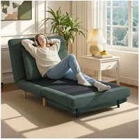 HOMCOM Sessel mit Bett-Funktion, Liegesessel, verstellbare Rückenlehne, Kissen (Relaxsessel, 1-St., Klappsessel), für Wohnzimmer, Schlafzimmer, Dunkelgrün