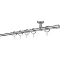 ondeco Gardinenstange Rundrohr Deckenabstand 4cm Kappe, Ø 20 mm, 1-läufig-läufig, Wunschmaßlänge, Bohren, verschraubt