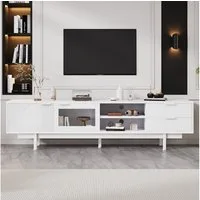 Merax Lowboard modern Fernsehschrank (1 St., Modernes TV-Möbel für 80-Zoll-Fernseher), TV-Schrank mit 2 Türen, 2 Schubladen & 3 Ebenen Stauraum,200x40x50.5cm