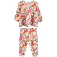 Next Langarmshirt & Leggings Baby Langarmoberteil mit Rüschen und Leggings (2-tlg)