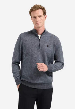 No Excess - Pullover Half Zip 2 Coloured Melange dusty blue - Gr. - XXL