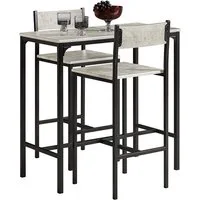 SoBuy Bartisch OGT03, Küchentisch-Set für 2 Personen, Esstisch Essgruppe Gartentisch, Bartisch Set 3-teilig Esstisch Bistrotisch Balkonmöbel Bistromöbe