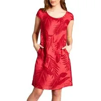 Caspar Sommerkleid SKL027 knielanges elegantes Damen Sommer Leinenkleid Luftig leicht, figurumspielende Form, mit seitlichem Jersey-Einsatz