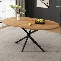KLAM HOME Esstisch Moderner Esstisch, stabiler Esstisch, Metallbeine, L120*B80*H75,5cm (Küchentisch,Wohnzimmertisch, Ovaler Esstisch, 1-St), Esstisch für 4-6 Personen, moderner schlichter Esstisch, Natur