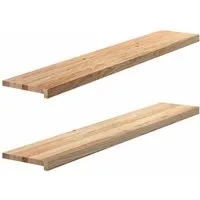 vidaXL Fensterbank Fensterbänke 2 Stk. Unbehandelt 140x25x2 cm Massivholz Eiche