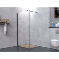 welltime Walk-in-Dusche Plus, Einscheibensicherheitsglas, Duschwand inkl. Ablage mit Handtuchhalter, mit Aluminium-Wandprofil