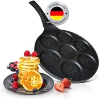 endusor Crêpepfanne Pancake Pfanne ⌀26cm mit 7 Tier-Motiven für Kinder, Aluminiumguss (Alle Herdarten inkl. Induktion, Ø 26cm Bratpfanne), modernster Antihaft-Beschichtung & Eisenkernboden für Pancakes & Mehr
