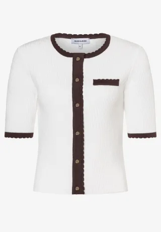 MORE & MORE - Rippstrick-Cardigan weiß - Gr. - 40