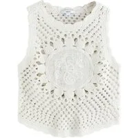Next Trägertop Gestricktes Tanktop mit Häkelei und Baumwolle (1-tlg)