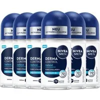 Nivea Men Deo-Roller Deodorant Men Derma Control Defend Roll-On 6 x 50ml, 6-tlg.