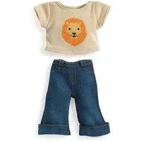 DJECO Puppenkleidung Pomea Set Lovely Ivory für Puppen 32 cm Hose Jersey-T-Shirt mit Löwen
