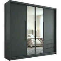 A&J MöbelLand GmbH Drehtürenschrank VIVO mit integrierten Schubladen (Geräumiger vier¬türiger Kleiderschrank mit Schubladen und Metallgriffen. Geräumiger Schrank mit einer Breite von 200 cm und Schubladen, ideal zur Aufbewahrung von Kleidung und Acce