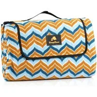 Picknickdecke Picknickdecke wasserabweisend 200x200 cm, blau/braun, Muster: Zickzack, CampFeuer