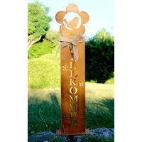 LB H&F Lilienburg Dekofigur Gartendeko Rost Metall Schild Aufsteller Figur Deko (Metallschild Säule Steele Stele Vogel Herbstdeko Dekofigur Gartenparty Frühlingsdeko Gartenschild Hauseingang rostig rostige Geschenk Rostsäule WILLKOMMEN), Eingang Tür 