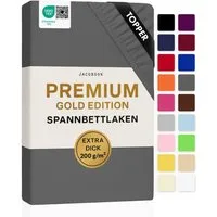 Jacobson Spannbettlaken TOPPER PREMIUM 200 g/m² Jersey aus 97% Baumwolle & 3% Elasthan, Extra dichtes Bettlaken für maximalen Halt