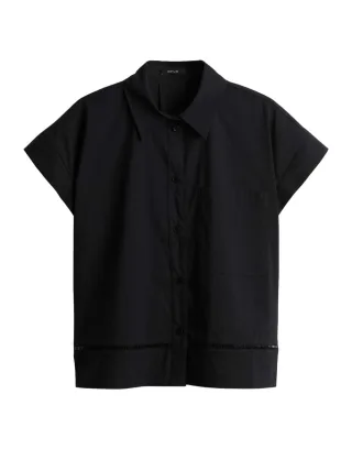Opus - Kurzarm-Hemdbluse schwarz - Gr. - 40