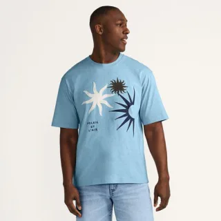 T-Shirt mit Grafik-Applikation für Herren, Herren, size: regular, Blau, Baumwolle, by Lands' End