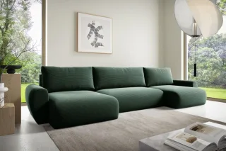 Wohnlandschaft Schlafsofa GALAN Stoff Poso Grün