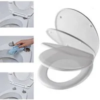 Schütte WC-Sitz 82300 (Komplett-Set, inkl. Befestigungsmaterial), Absenkautomatik, Edelstahlmechanik, Duroplast