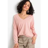 bonprix Strickpullover kuschelweiches Material, Oversize-Passform, V-Ausschnitt