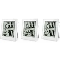 Miraval Klimamesser Thermo-/Hygrometer 3er Set mit Smiley-Anzeige, (Inklusive Akku), Magnet- und Wandhalterung, mit Standfuß