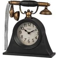 formano Wanduhr Metall Standuhr Vintage Telefon Tischuhr im Retro Design 27cm Quarz