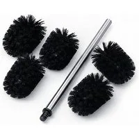 relaxdays WC-Reinigungsbürste WC Bürste mit 5 Bürstenköpfen D 8 cm, schwarz