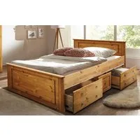 OTTO home Massivholzbett Hugo, FSC® zertifiziert, Landhausstil, zeitlos und edel (auch als Super Sparset inklusive Schubkästen), Stauraumbett, extra belastbar, Made in EU, viele Breiten