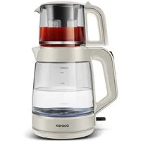 Karaca Wasser-/Teekocher Karaca Glass Tea XL 2in1 Glas-Teezubereiter Wasserkocher Starlight