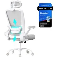 SONGMICS Bürostuhl, ergonomisch, Drehstuhl mit Mesh, Wippfunktion, klappbare Armlehnen