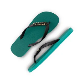 Goldene kleine Flip-Flops, Waldgrün