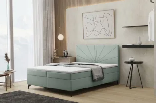 Boxspringbett Schlafzimmerbett PONCE 160x220cm in Stoff Riviera Mint