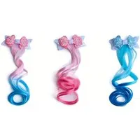 CLTYQ Haarspange Lockenhaar-Extensions mit Schleife, glänzender Haarschmuck, 3-tlg., Prinzessinnenkostüm,Geburtstagsgeschenke,süße Schleifen