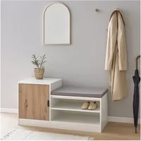 HTI-Living Schuhregal Schuhregal mit Sitzpolster Dana Weiß-Artisaneiche, Stück 1-tlg.