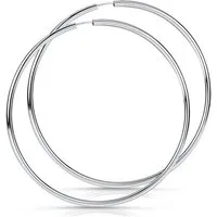 Materia Paar Creolen Damen Silber groß Ø70mm SO-403, 925 Sterling Silber