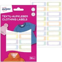 Avery Zweckform Etiketten Textilaufkleber 45x13mm 36 Stück Motiv pastell