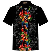 Hawaiihemdshop.de Hawaiihemd Hawaii Hemd Herren Baumwolle Kurzarm Hawaiihemd mit Papageien