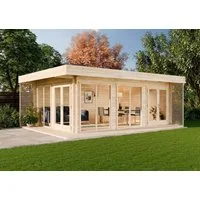 Alpholz Gartenhaus Holz Gardenlounge Viva B, BxT: 668x472 cm, in Naturbelassen mit 44mm Wandstärke