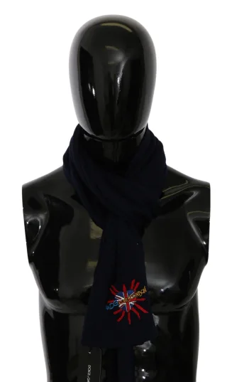 Dolce & Gabbana Men's Blue #DGLovesLondon Wrap Shawl Wool Scarf (Echarpe en laine)