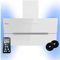 KKT KOLBE Wandhaube Dunstabzugshaube 90cm ECCO9005WM RGBW Ambientebeleuchtung Dunstabzugshaube 90cm ECCO9005WM RGBW Ambientebeleuchtung, Kopffrei / 90cm / Smarte WiFi-App / Weiß / Glas / Schräghaube
