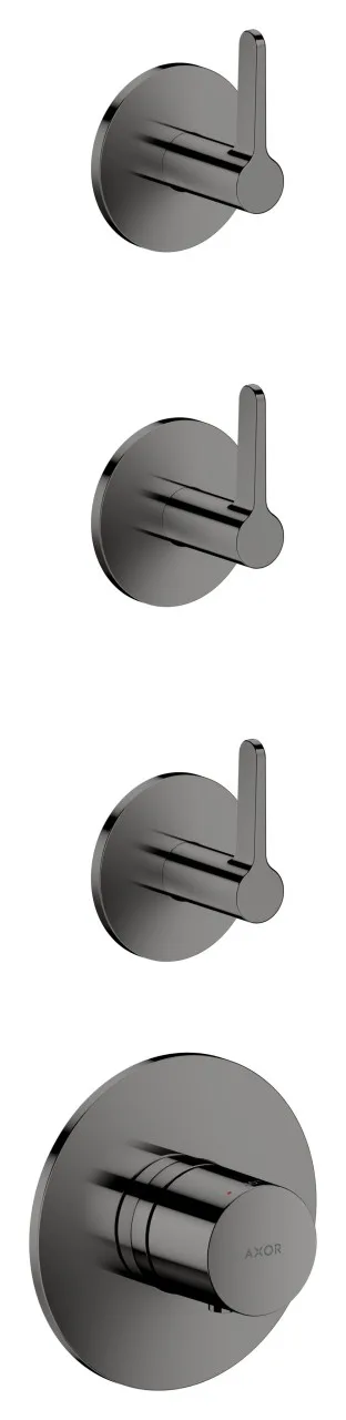 Hansgrohe Thermostatmodul Unterputz AXOR One für 3 Verbraucher mit Hebelgriff polished black chrome 48723330
