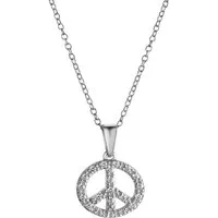 CELESTA Kette mit Anhänger Boho Peace mit Kette 42+3cm 925 Silber Zirkonia weiss