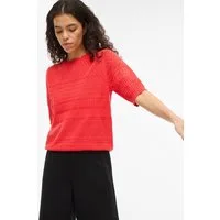 Vila Kurzarmpullover VIMILOS S/S O-NECK POINTELLE TOP - NOOS