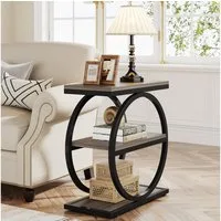 Tribesigns Beistelltisch 3-Tier Beistelltisch Schmaler Holz, Couchtisch mit Metallrahmen